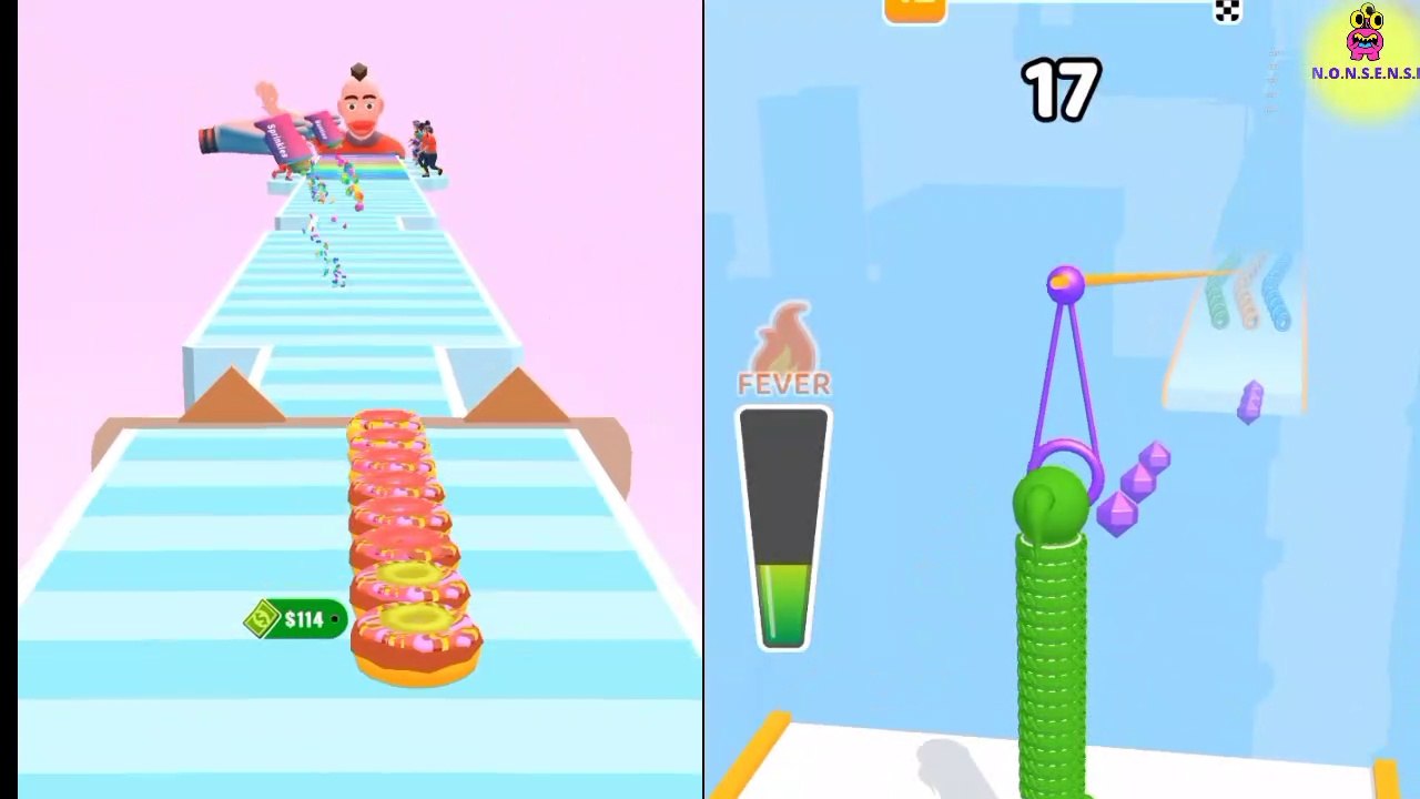 Donut stack run race 3d vs long Neck run gameplay