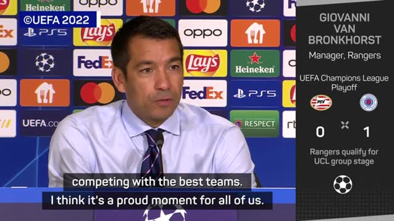 Van Bronckhorst 'proud' to take Rangers back to the Champions League