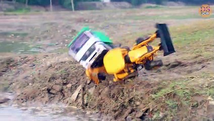 JCB and Dump Truck Accident River __ JCB 4 CX __ CS TOY __ DS TOY