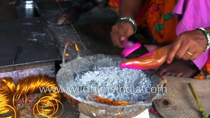 Bangles being made in a village factory in Bihar, India