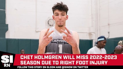 Thunder Rookie Chet Holmgren to Miss Next Season With Foot Injury