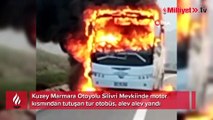 Kuzey Marmara Otoyolunda tur otobüsü alev alev yandı