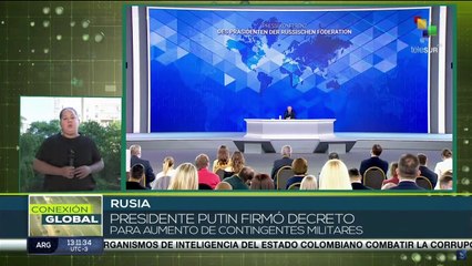 Pdte. Vladímir Putin ordena aumentar tropas rusas para el próximo año