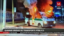 En Chiapas, pobladores queman combi en Tuxtla Gutiérrez