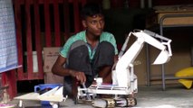 Rohingya teen aspiring to be engineer builds mini hydraulic excavator from scratch