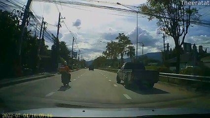 Motorcyclist Knocked Over by Truck