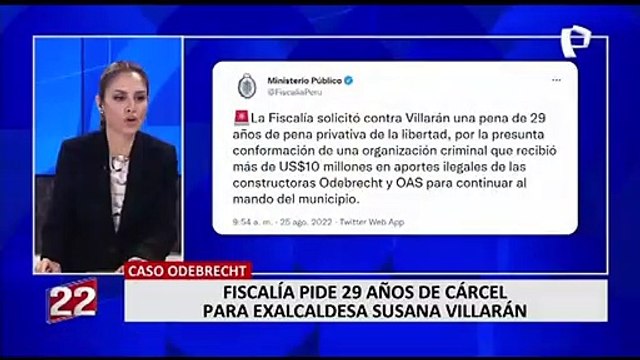Lava Jato: Fiscalía pide 29 años de prisión para Susana Villarán