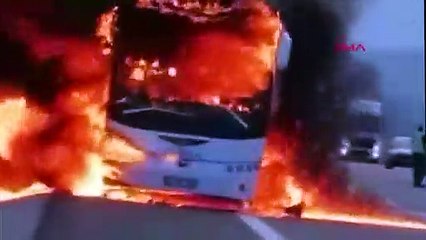 Yolcu otobüsünde dehşet! Yolcular içindeyken alev alev yandı