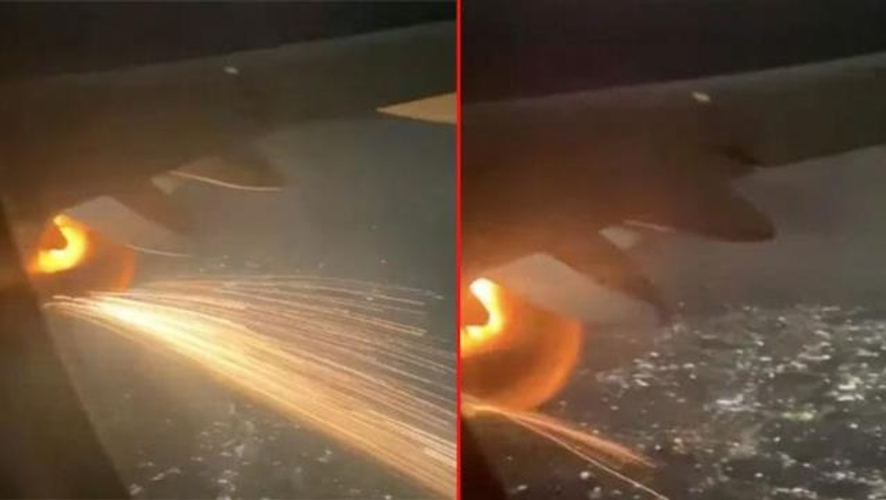 Uçak kalkış yaptıktan sonra motoru alev almaya başladı