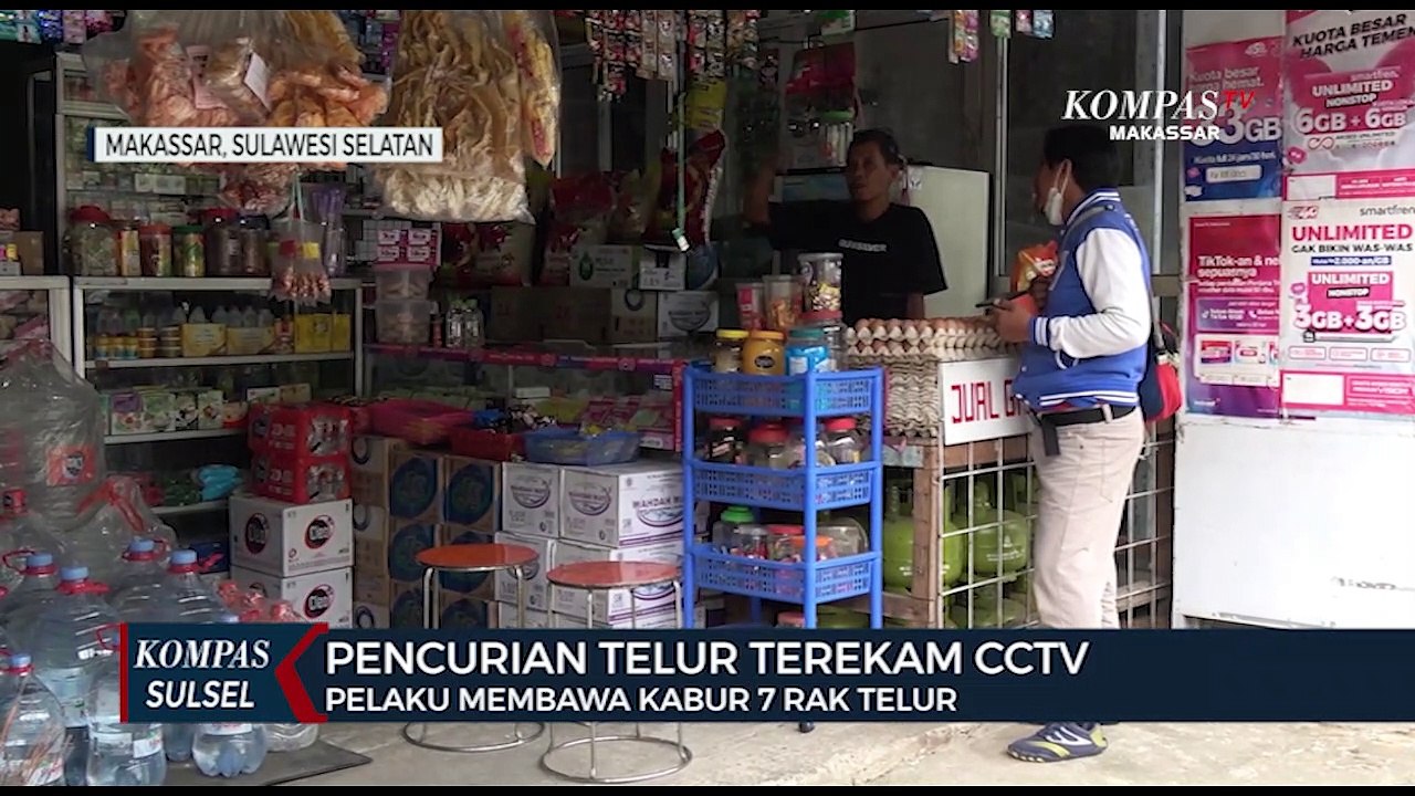 Pencurian Telur Terekam CCTV Bawa Kabur 7 Rak Telur