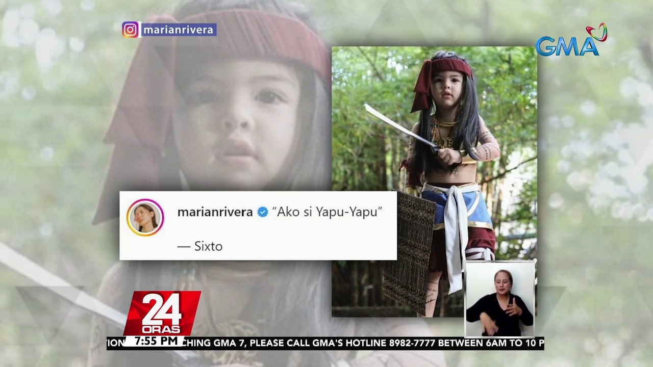 Bunso nina Marian Rivera at Dingdong Dantes na si Sixto, kinaaliwan online dahil sa kaniyang look ala "Lapulapu" para sa 'Buwan ng Wika' | 24 Oras