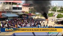 Manifestaciones en Madre de Dios: Reportan enfrentamientos en bloqueos de mineros ilegales