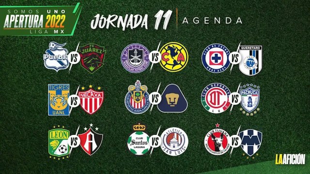 Fechas y horarios de la jornada 11 del Apertura 2022 de la Liga MX