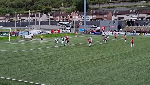 Will Patching gives Derry City the lead against Cork City.