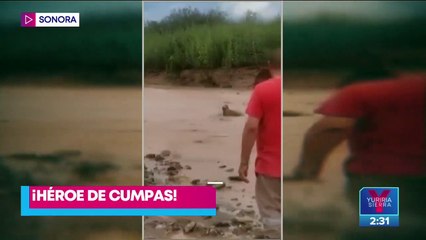 VIDEO: Vaquero salva a hombre de ser arrastrado por la corriente