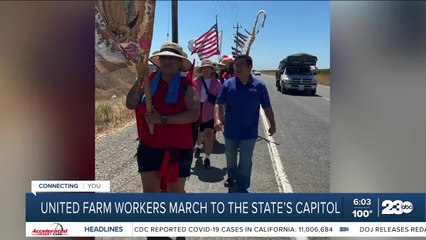 United farm workers march to the California capitol
