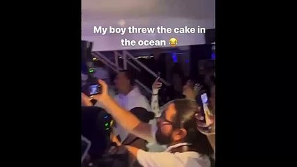 James Harden throws his birthday cake into the ocean during yacht party