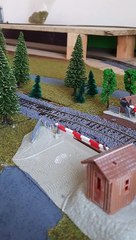 BR217 befährt einen Bahnübergang