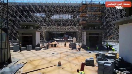 تصوير جوي لأعمال تنفيذ محطة سكك حديد مصر بمنطقة بشتيل بالجيزة