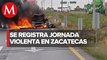 Civiles armados bloquean carretera y queman tractocamión en Zacatecas