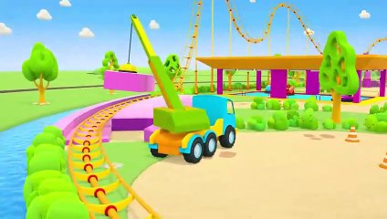 Leo the truck & the rollercoaster for robots. Cars cartoons for kids in English.