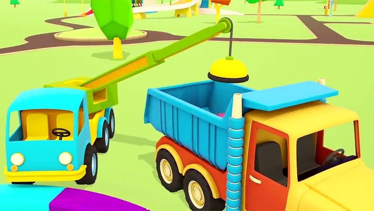 Helper cars cartoon. A crane & an excavator for kids. Learn ...