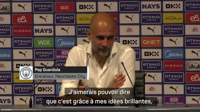 4e j. - Guardiola : J'aimerais pouvoir dire que c'est grâce à mes idées brillantes...