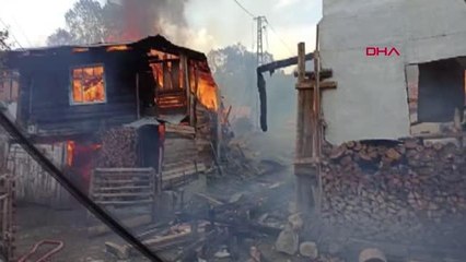 GÖKÇEÖZ KÖYÜNDE YANGIN 10 EV KÜL OLDU