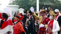 Kapolri dan Habib Luthfi Dampingi Jokowi Lepas Kirab Merah Putih di Istana