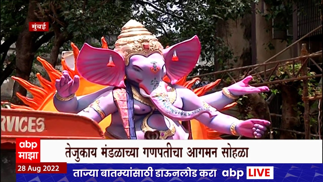 Ganesh Chaturthi 2022 : मुंबईत गणेशोत्सवाची लगबग, तेजुकाया मंडळाच्या गणपतीचं आगमन
