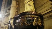 Catrame nero in una delle fontane dei Quattro Canti di Palermo