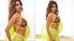 Nikki Tamboli Printed Bralette Yellow Saree Bold Look Viral, Fans के उड़े होश |Boldsky*Entertainment