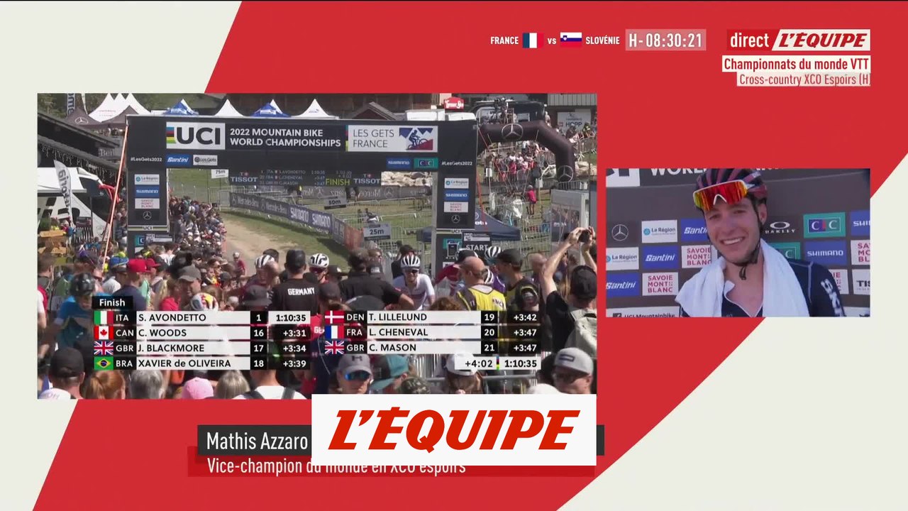 Azzaro en argent chez les Espoirs en cross-country, derrière Avondetto - VTT - Mondiaux (H)