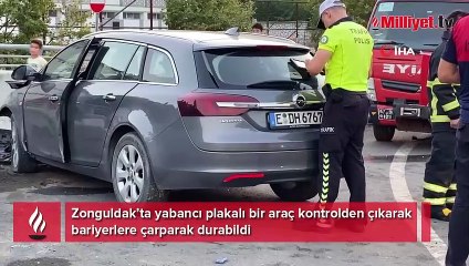 Kontrolden çıkan araç bariyerlere vurarak durabildi: 3 yaralı