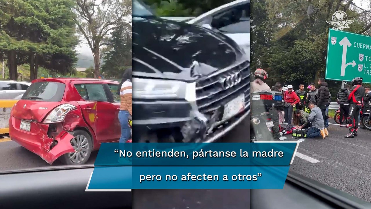 Reportan motociclistas accidentados sobre la México-Cuernavaca; hay 2 lesionados de gravedad