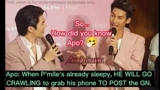 Apo: When P'mile's already sleepy, HE WILL GO  CRAWLING to grab his phone TO POST the GN.
