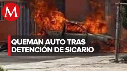 Queman vehículo frente a comandancia municipal en SLP tras detención de criminal