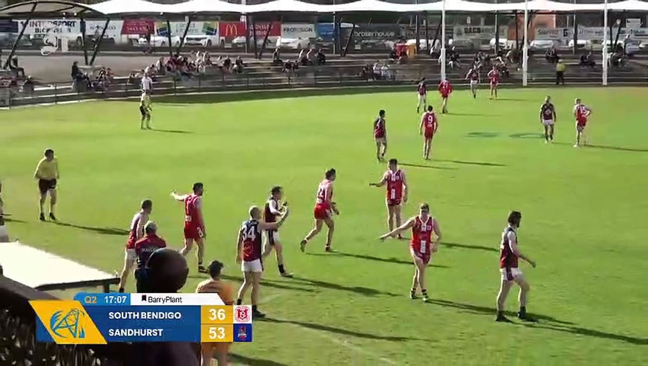 South Bendigo's Cooper Leon takes a strong mark and goals