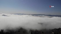 Karadağ Yaylası'nda bulutlar seyrine doyulmaz manzaralar oluşturdu