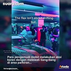 Heboh Aksi Emak-emak Ngedrift Mobil di Parkiran, Bikin Publik Melongo