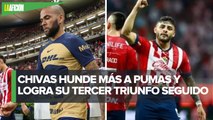 Chivas remonta a Pumas y enracha con tres triunfos consecutivos en Liga MX