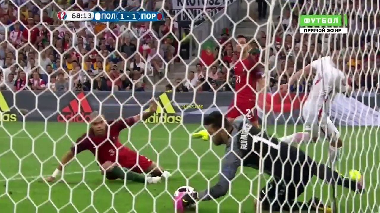 مباراة نار نار  البرتغال _ بولندا 1-1 (5-4) يورو 2016 وجنون حفيظ دراجي جودة عالية 1080i