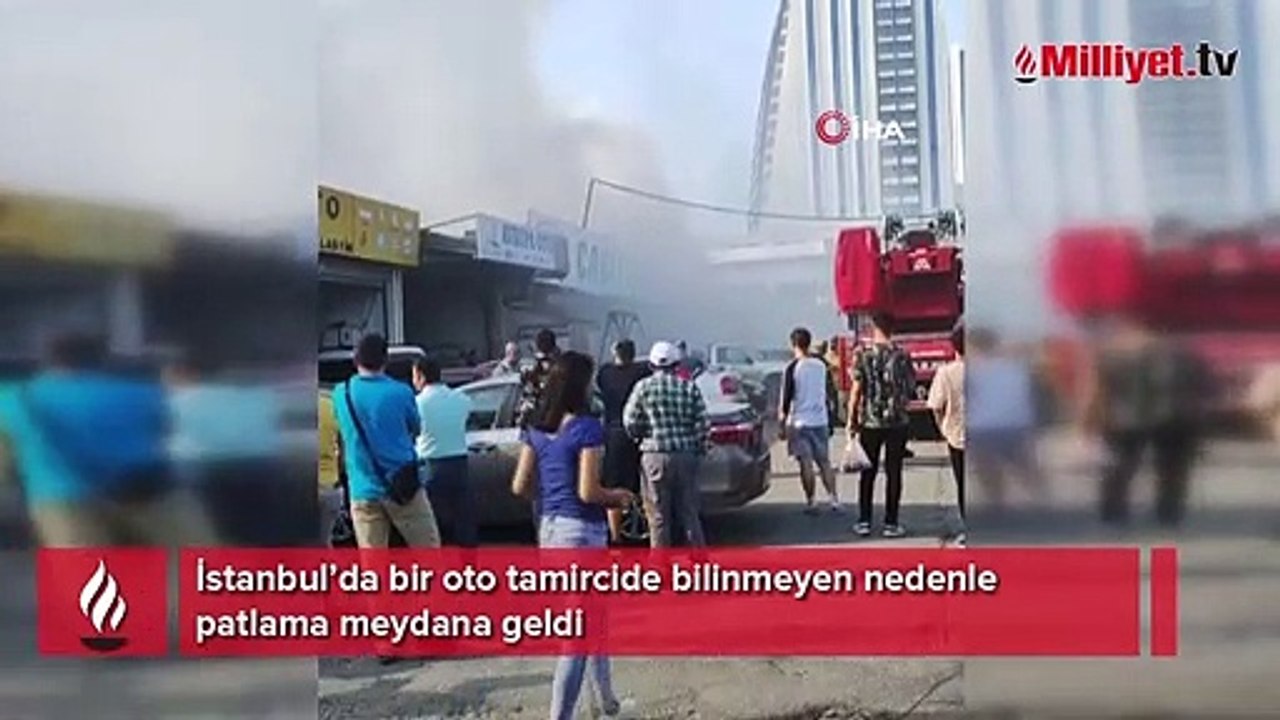 Oto tamirhanesinde patlama, itfaiye ekipleri müdahale ediyor