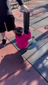 Dizzy toddler takes a tumble after spinning on ride