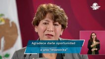 Ante AMLO, Delfina Gómez se despide de la SEP para enfocarse a su candidatura en Edomex