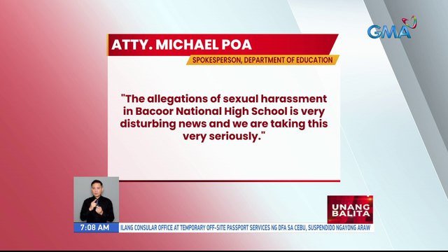 Umano'y sexual harassment sa Bacoor Nat'l High School, iniimbestigahan na ng DepEd | UB