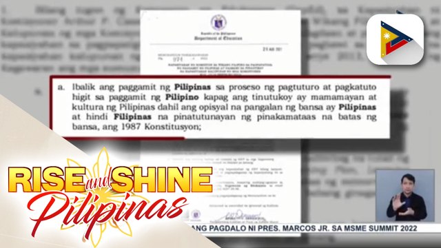Komisyon ng Wikang Filipino, ipinatitigil ang paggamit ng Filipinas at Filipino