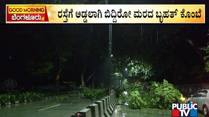ಭಾರೀ ಮಳೆಗೆ ರಸ್ತೆಗೆ ಅಡ್ಡಲಾಗಿ ಬಿದ್ದ ಮರದ ಬೃಹತ್ ಕೊಂಬೆ | Yeshwanthpura | Public TV