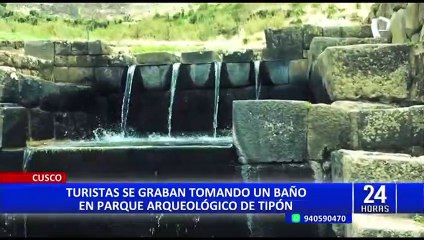 Download Video: Cusco: Policía busca a turistas extranjeras que se bañaron desnudas en complejo arqueológico