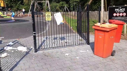 Overflowing litter bins at Armagh play park